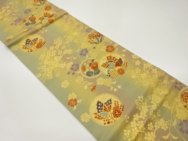 JAPANESE FUKURO OBI / WOVEN BUTTERFLY & UME